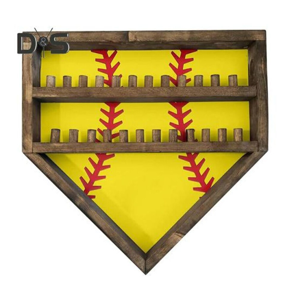 (yellow) Championship Ring Display Case Storage Holder Easy To Install Wall Mount Sports Award Trophy Case Baseball Ring Holder