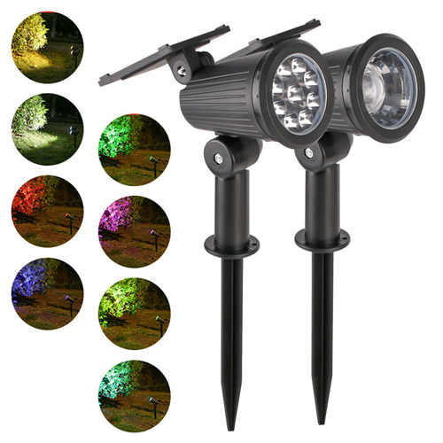 2pack 9 LED Solar Spot Lights 丨Solar Landscape Lights 7 Colorful 1