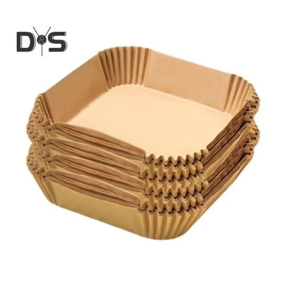 (as the picture, 100 Square) 100Pcs Disposable Baking Paper Non-Stick Mat for Air Fryer Square Round Parchment Liners Oil Absorbent Tool Kitchen Oven Accessory
