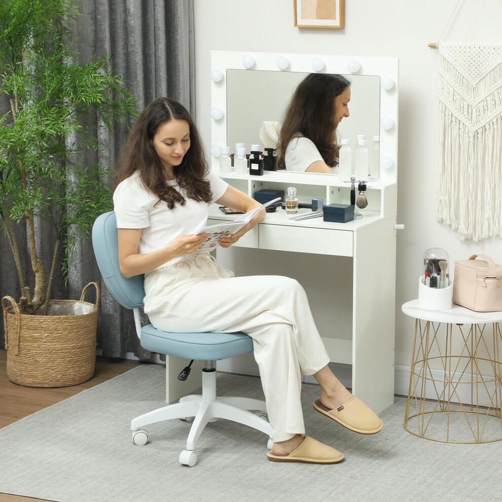 Vinsetto (Blue) Vanity Task Chair With Adjustable Height, Armless Blue