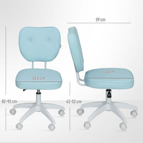 Vinsetto (Blue) Vinsetto Vanity Task Chair with Adjustable Height, Armless 2
