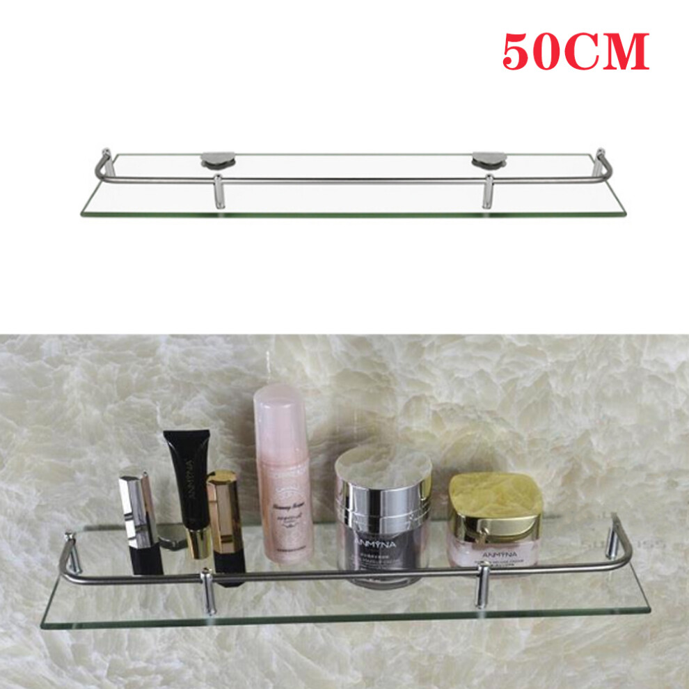 (50CM) Tempered Glass 6MM Wall-Mounted Bathroom Shelf