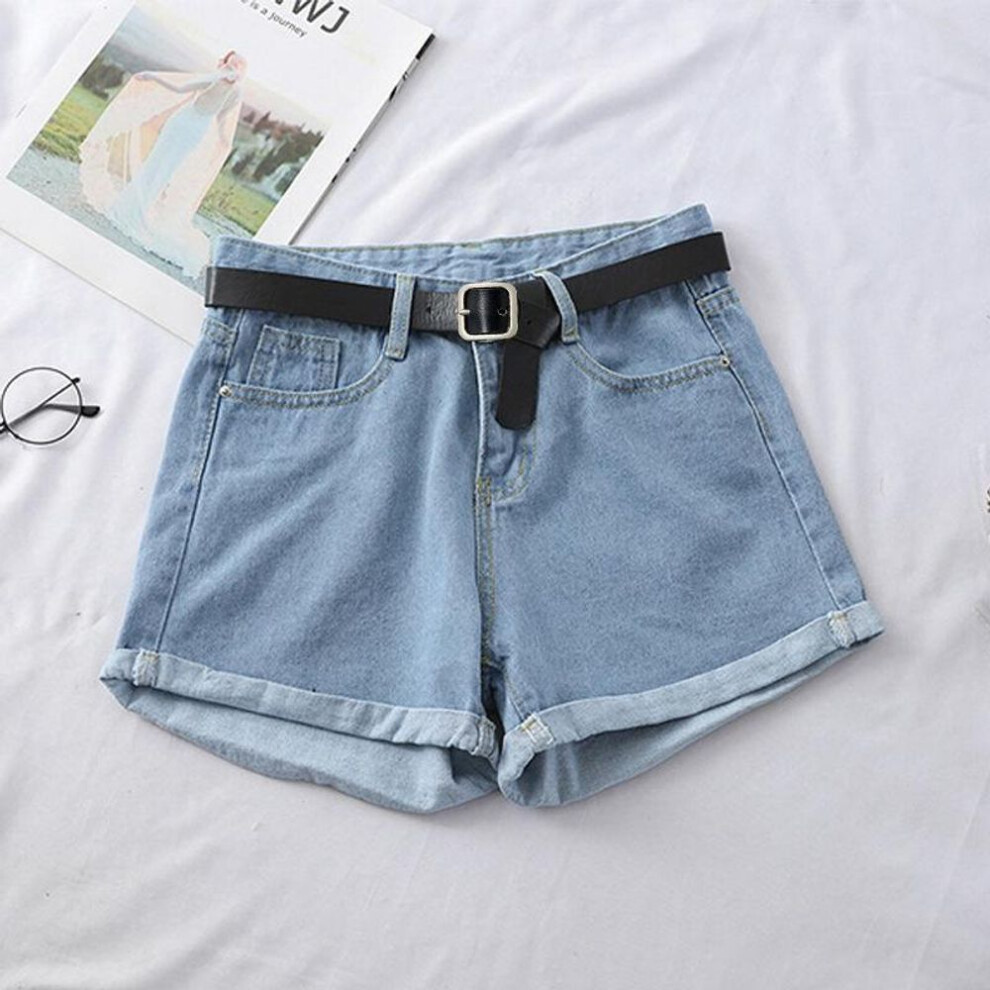 (light blue, XL) Women Denim Shorts Summer Fashion Casual High Waist  A-line Slim Fit Short Jeans Pants Plus Size