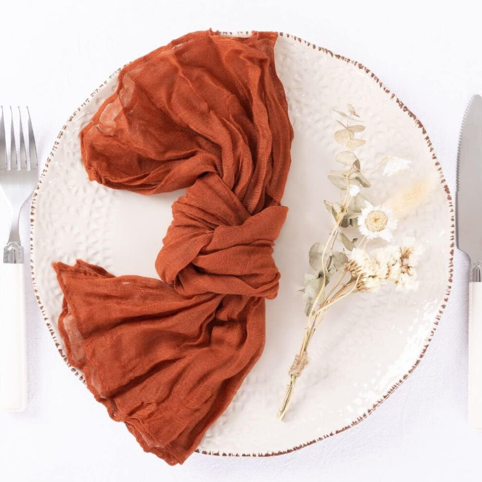 (rusty red, 6PCS-50x50cm) 6pcs  Table Placemats Rustic Table Napkins Tea Towel Cheesecloth Dinner Cloth Napkins For Wedding Parties Event Family Decoration