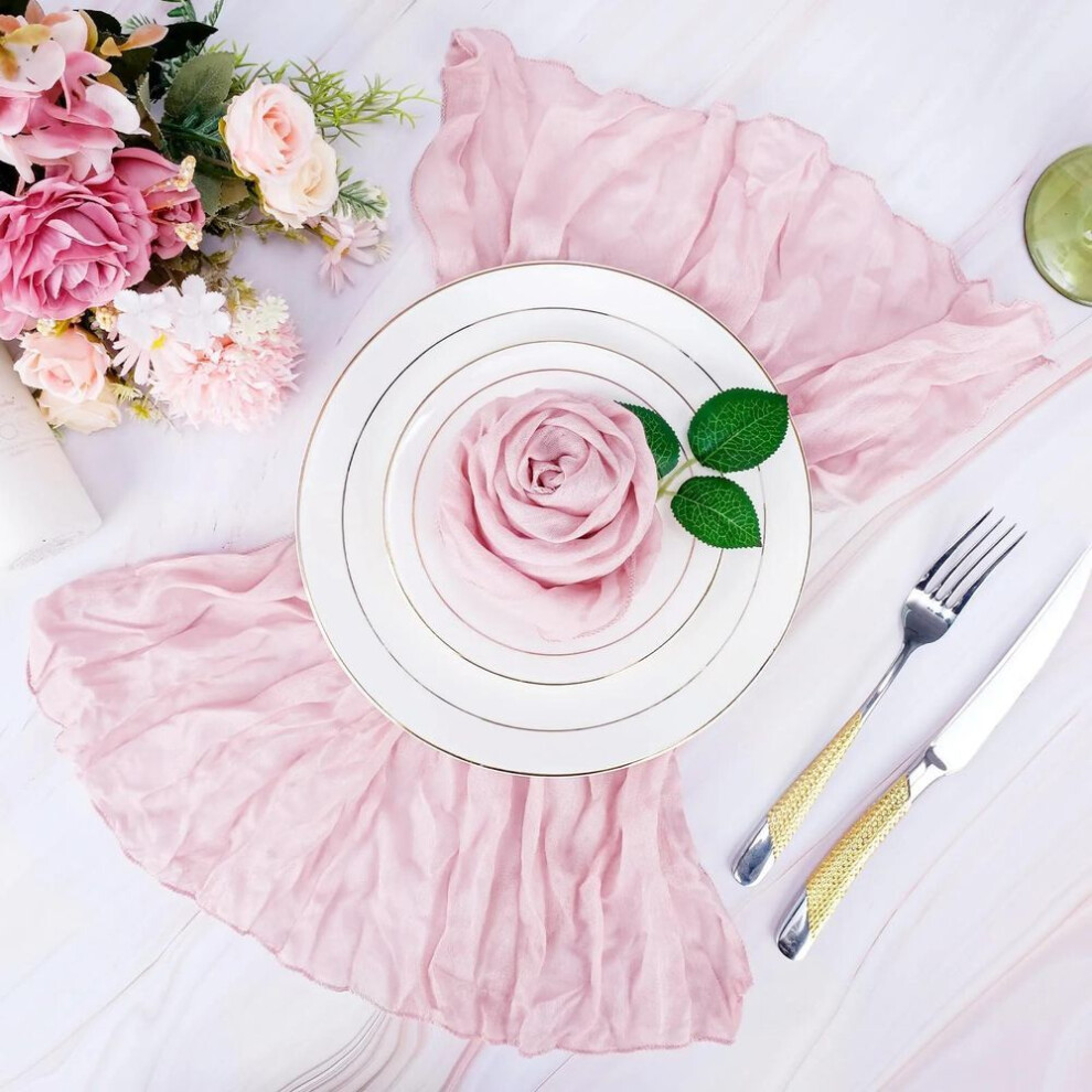 (pink, 6PCS-50x50cm) 6pcs  Table Placemats Rustic Table Napkins Tea Towel Cheesecloth Dinner Cloth Napkins For Wedding Parties Event Family Decoration
