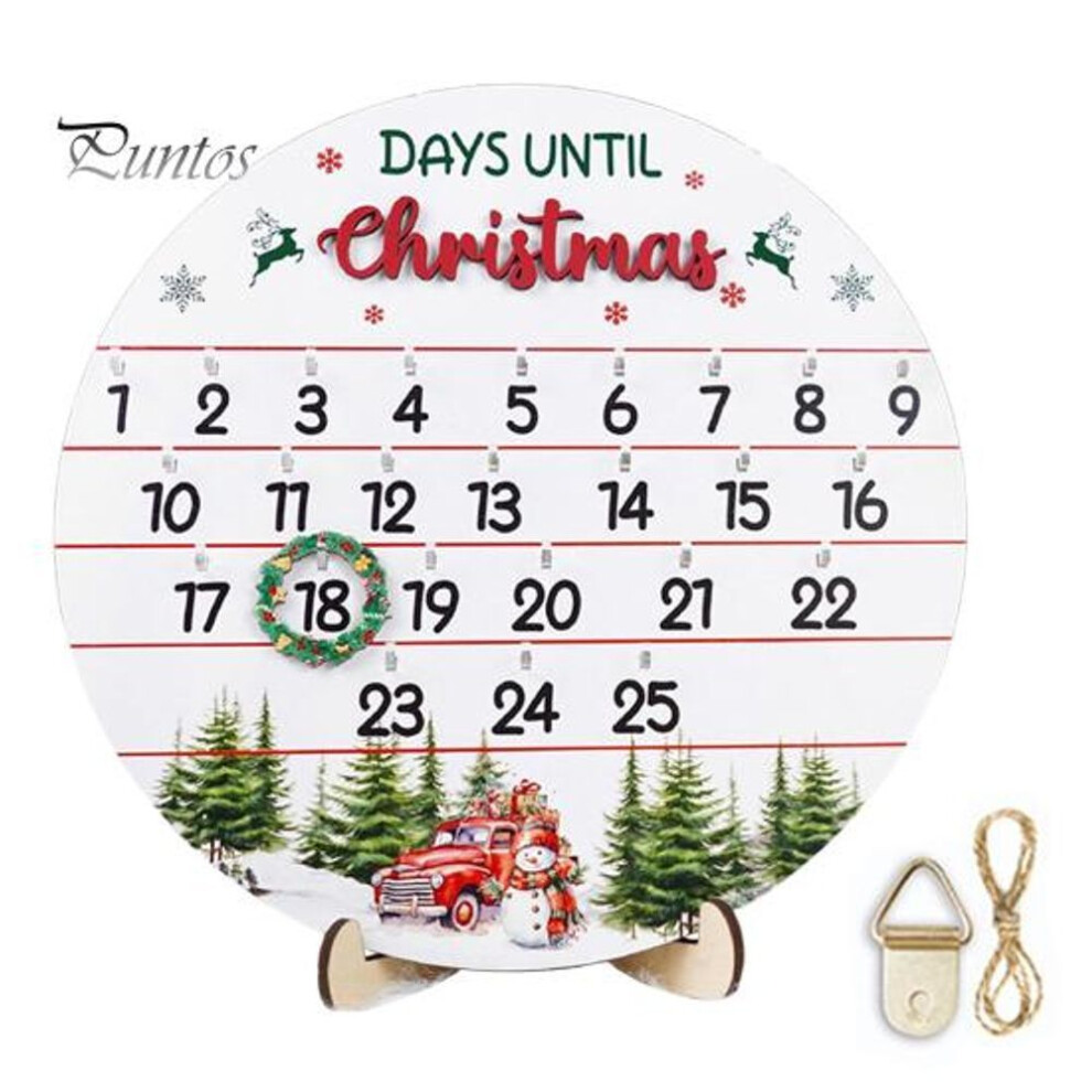 Christmas Wreath Advent Wooden Calendar 2024 Days Until Xmas Door Welcome Plaque Countdown Decoration Wall Hanging Number Date Sign