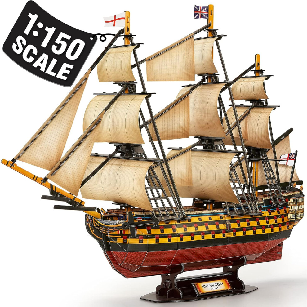 CubicFun 3D Jigsaw Puzzles Large HMS Victory Vessel Ship Sailboat Model Ship Kits for Adults Kids to Bulid - 189 Pieces-image-OPC-PH8XPTG-NEW