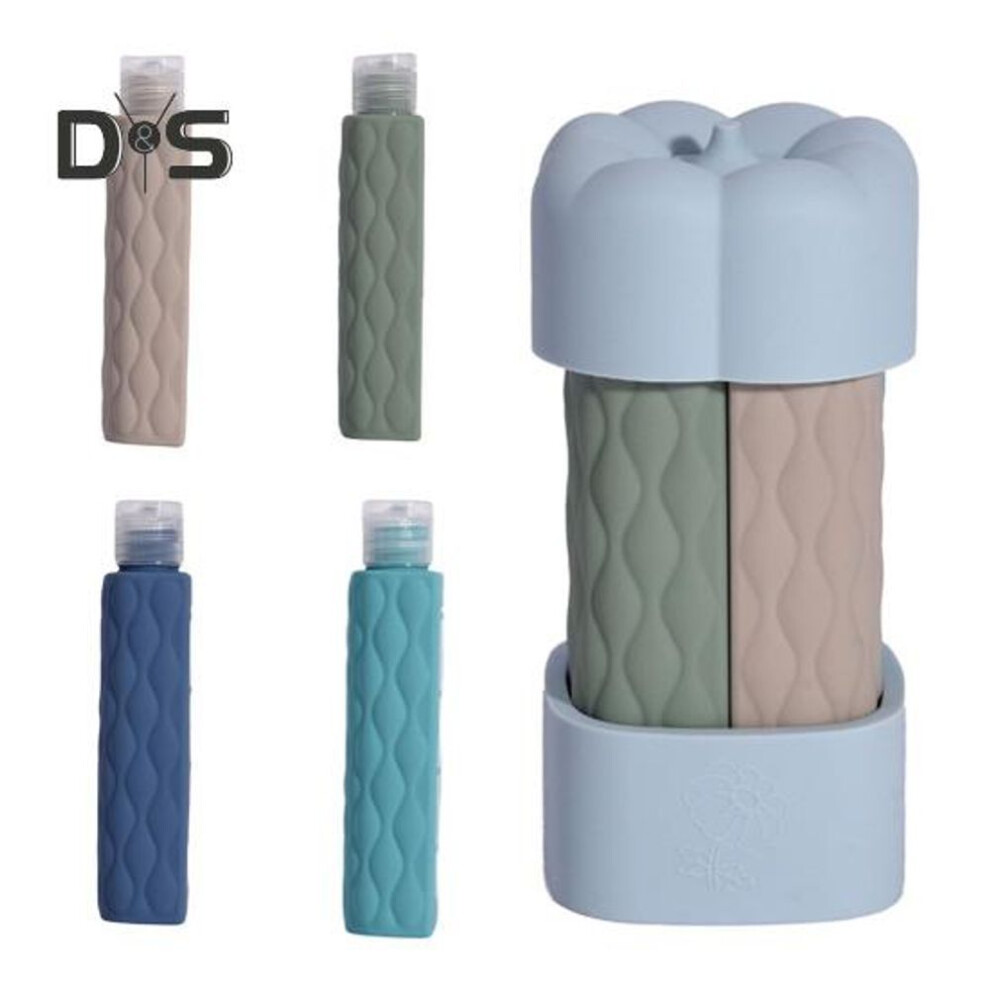(light blue) 1 Set 60ML 4-In-1 Travel Refillable Bottle Portable Leak Proof Reusable Lotion Shampoo Conditioner Cosmetic Squeeze Bottle Empty Toiletries Container