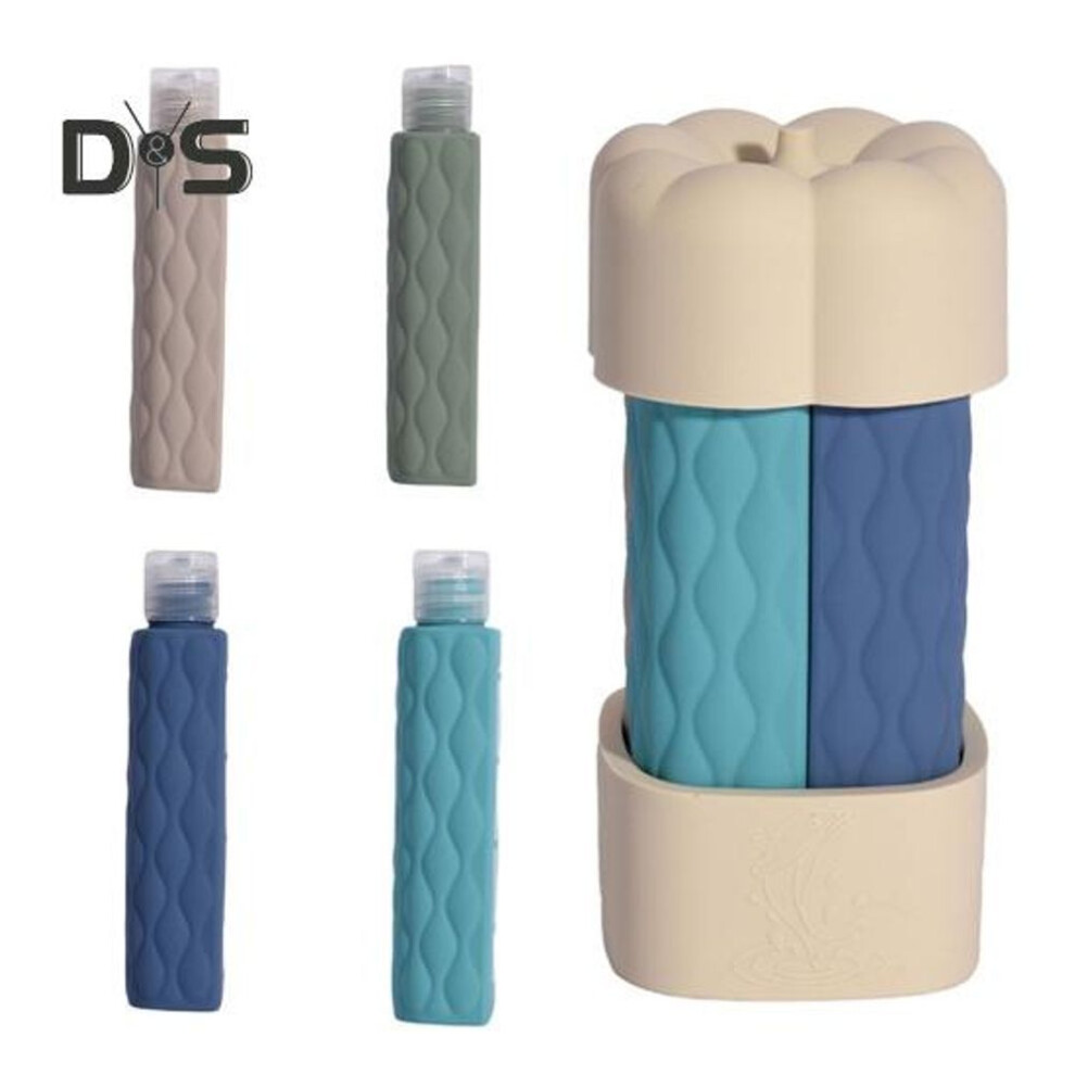 (beige) 1 Set 60ml 4-in-1 Travel Refillable Bottle Portable Leak Proof Reusable Lotion Shampoo Conditioner Cosmetic Squeeze Bottle Empty Toiletries Container