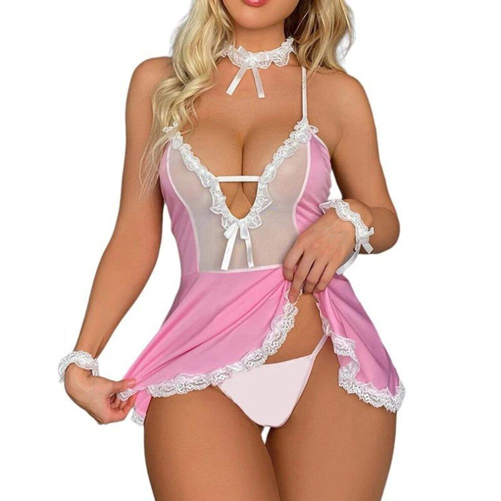 (pink, S) 2025 Sexy Lace Maid Servant Costume Set Porno French Sex Lady Dress Women Lingerie Black White Cosplay Lolita Erotic Uniform