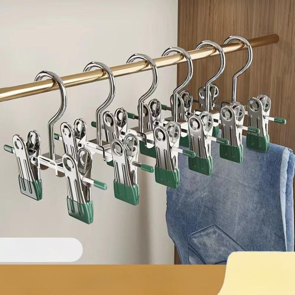 (green, 1PC) Multi-function Stainless Steel Pants Hanger Clothes Hanger Space-saving Design For Jeans, Skirts