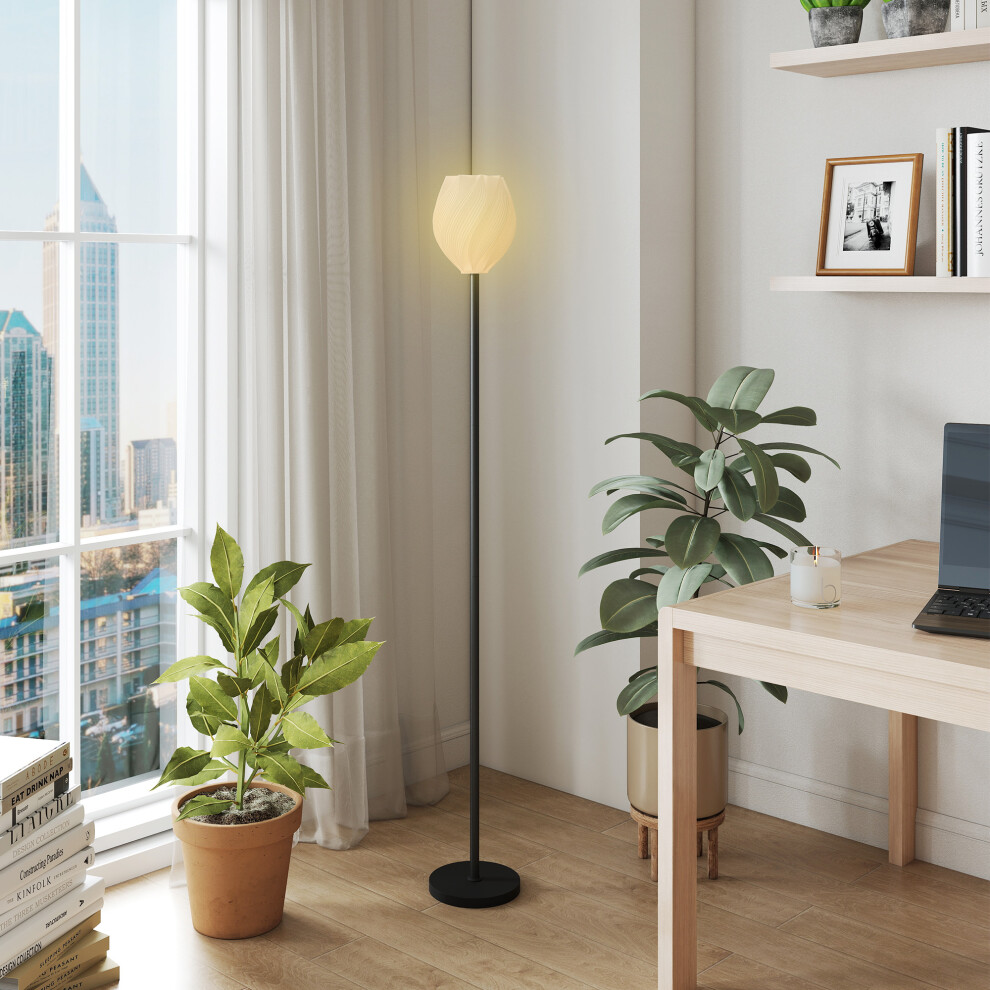 HOMCOM 3D Printed Standing Lamp with Shade, E27 Holder without Bulb, White