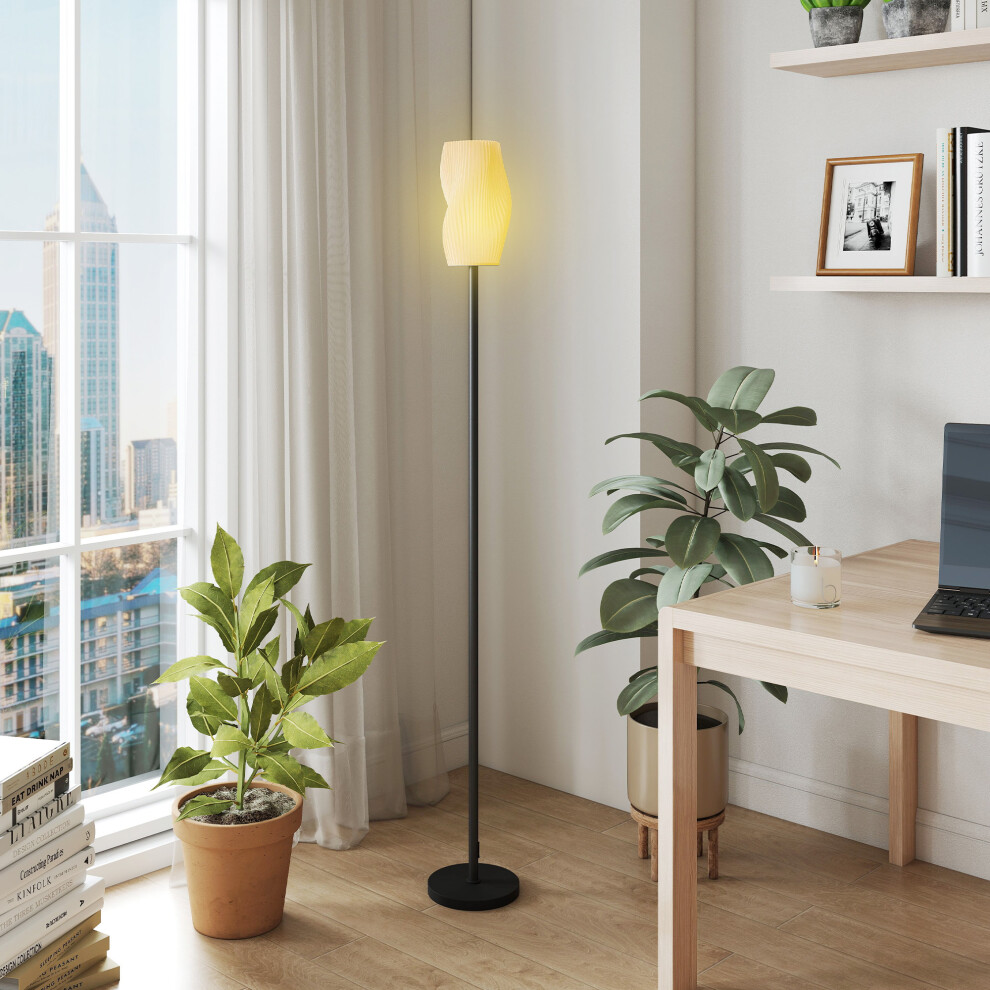 HOMCOM 3D Printed Standing Lamp with Shade, E27 Holder without Bulb, White