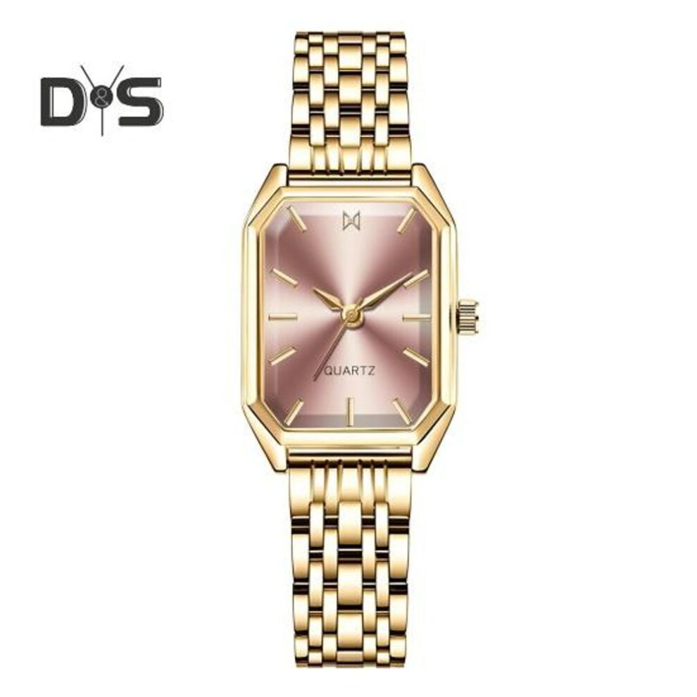 (pink) Women Dress Watch Rectangle Dial Stainless Steel Strap Ladies Business Formal Quartz Wristwatch Fashion Jewelry Birthday Gift