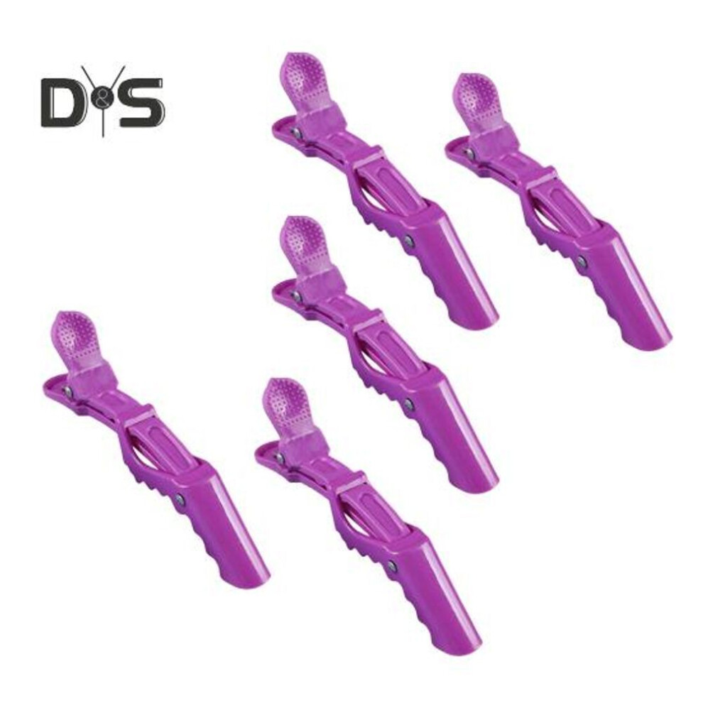 (purple) 5Pcs Hairpin Colorful Elastic Design Hair Sectioning Clips Styling Coloring Cutting Hair Pins Hair Accessories