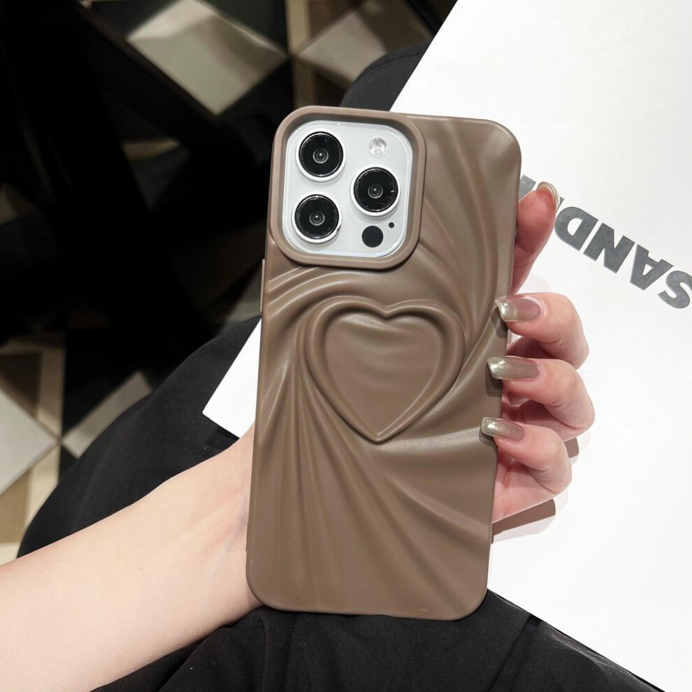 (khaki, iPhone 13 Pro Max) Three-dimensional Love Iphone Case: Solid Color Protective Cover For Apple Iphone 13 Pro Max, 14, 15, 16