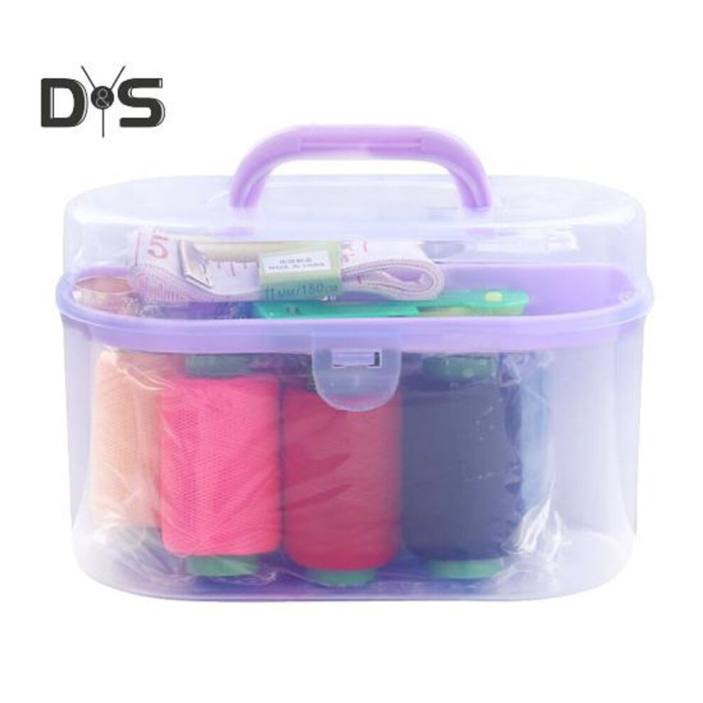 10Pcs/Set Sewing Kit Box Portable Transparent Shell Threads Pin Scissor Sewing Set Household Supplies