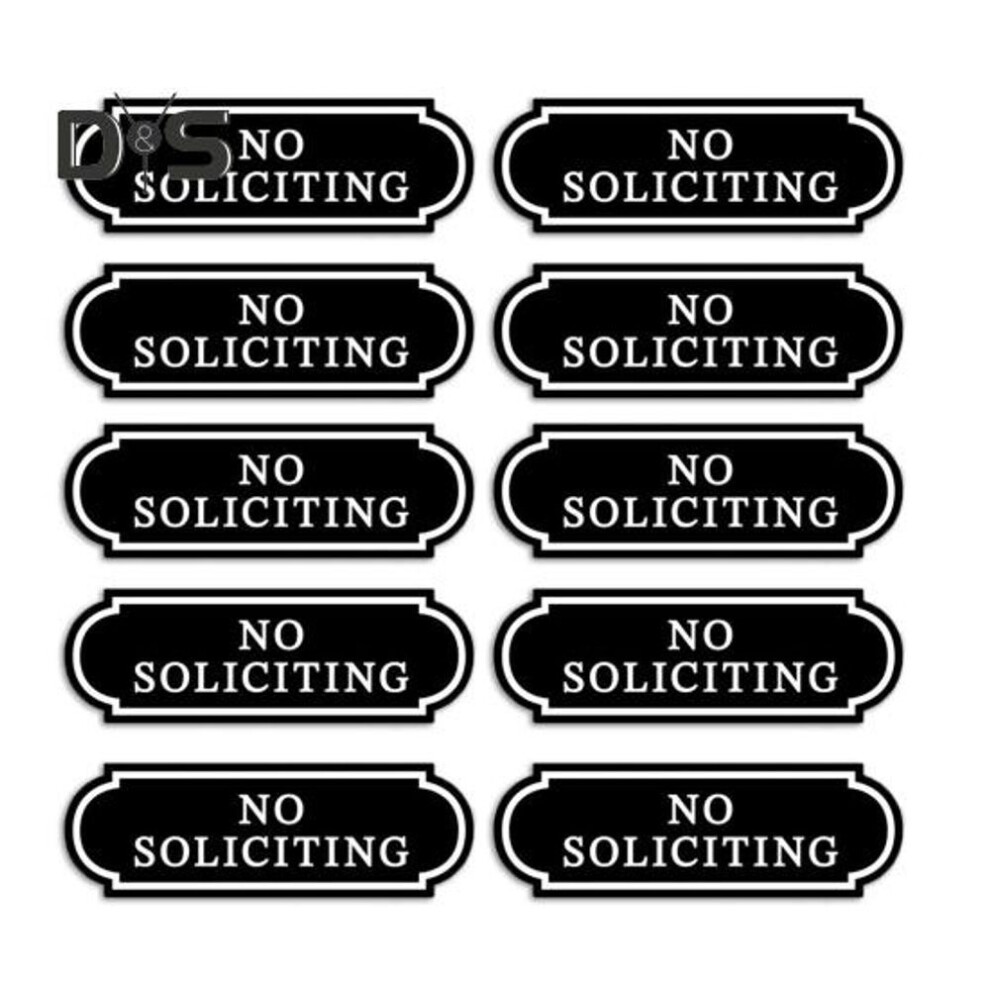 (black, 10 pcs) 10pcs Small No Soliciting Signs Self-adhesive Stickers Waterproof Pvc Fade-resistant No Solicitation Stickers