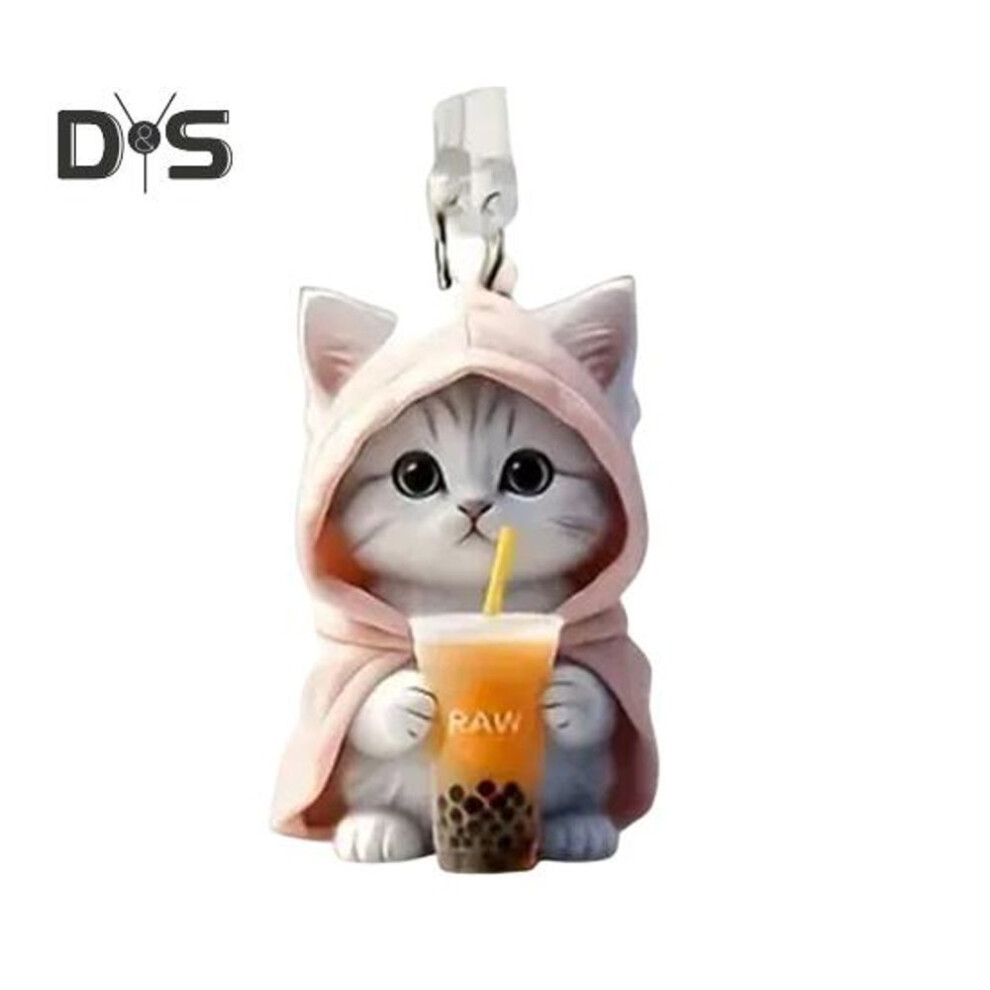 (pink, type-c) 2D Acrylic Dust Plugs Charging Port Protector with Cat Pendant Small Size Universal Easy to Install Mobile Phone Interface Dust Covers