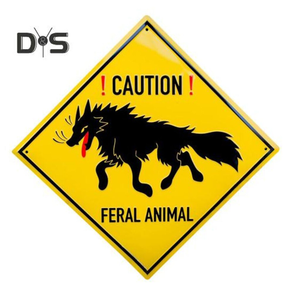 Feral Animal Warning Sign Metal Outdoor Caution Sign Wall Mount Feral Animal Caution Sign For Garden Street Yard