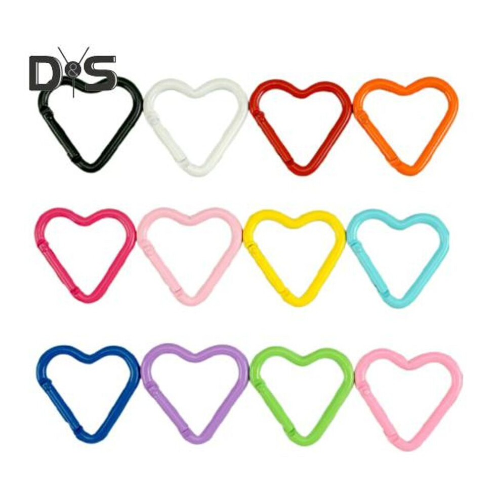 12pcs Heart Shaped Carabiner Heavy Duty Alloy Keychain Clip Spring Hook Backpack Water Bottle Hanging Buckle Outdoor Camping Accessories
