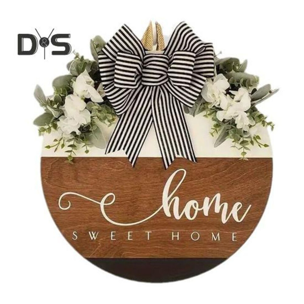 Wooden Welcome Sign Front Door Welcome Sign with Bow 12 Inches Diameter Round Sign for Home Front Porch Door Housewarming Gift
