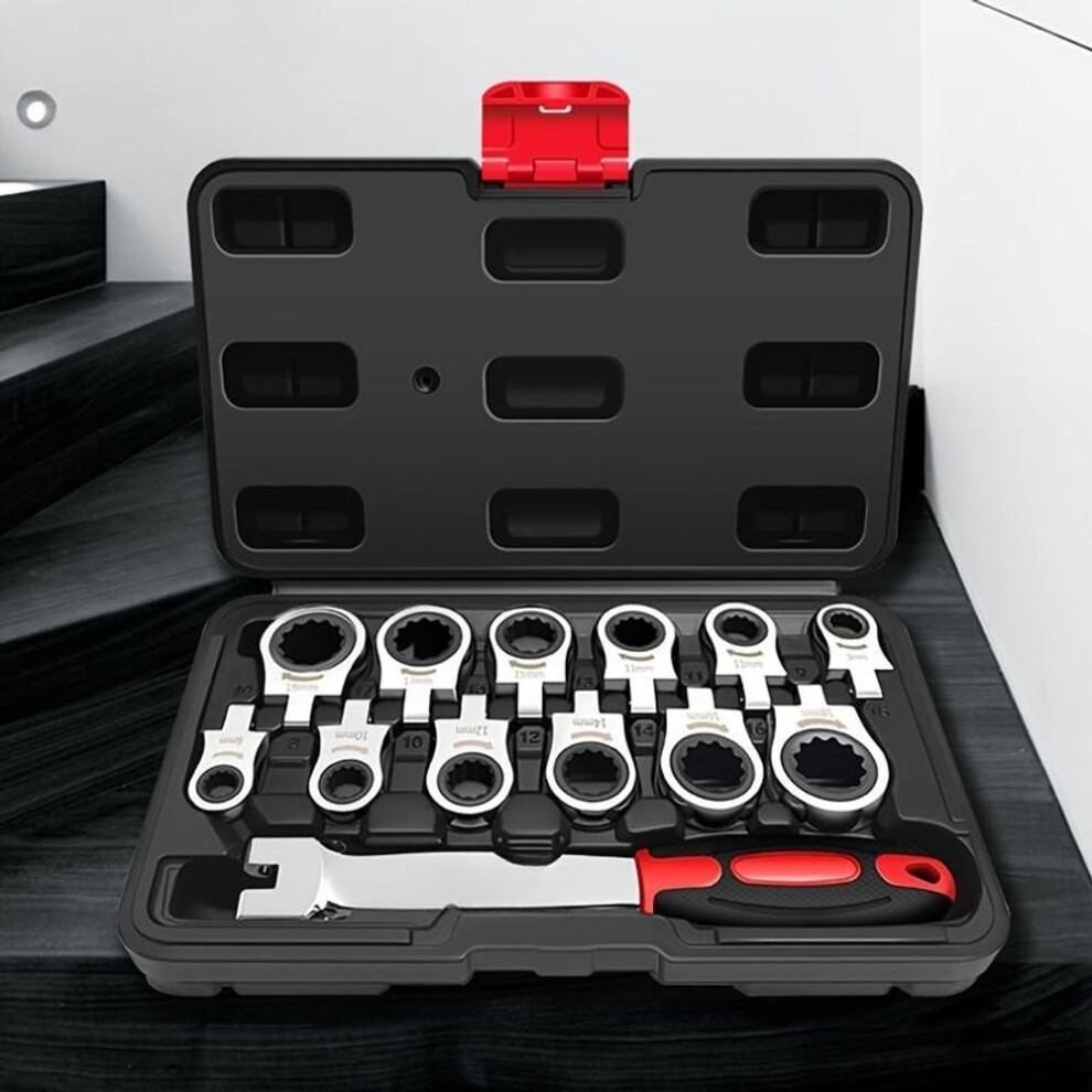12 in 1 Interchangeable Ratchet Wrench Set, Mechanical Metal Socket Wrench with Quick Release Function, Mirror Polish, Anti-Slip, High Temperature