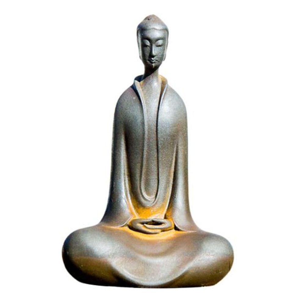 (S A) Japanese Iron Zazen Buddha Figurine Miniature Cast Iron Monk Statue Desktop Meditation