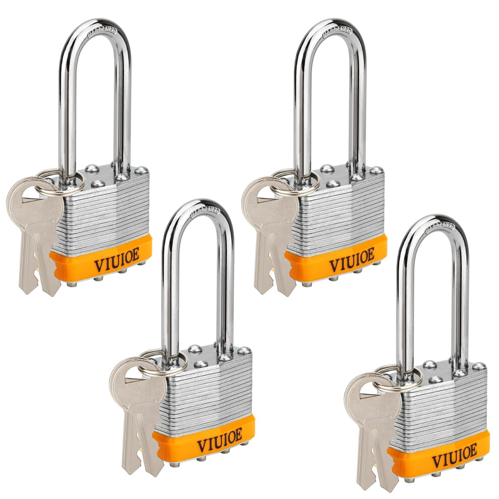Viuioe 4Pcs Laminated Padlocks With Same Key For Door Luggage Gate Storage Fence Cabinet Garage Shed Latch Weather Res 712004567341