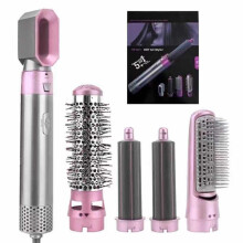 (Pink) 5 in 1 Electric Hair Dryer Blow Hair Curler Set Detachable Styler Hot Air Brush