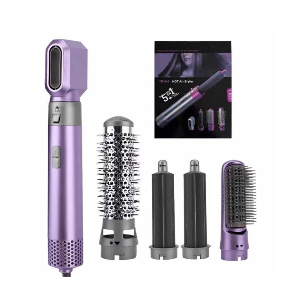 Purple (Purple) 5 In 1 Electric Hair Dryer Blow Hair Curler Set Detachable Styler Hot Air Brush