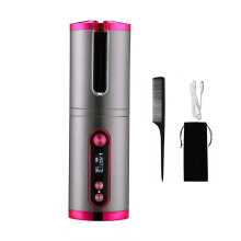 (Grey) Cordless Hair Curler Automatic Hair Curlers  Rechargeable Curling Iron with Temperatures and Timer Settings