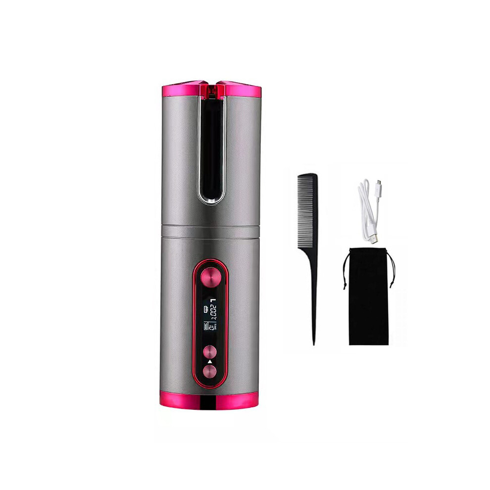 Stoyotu Grey (Grey) Cordless Hair Curler Automatic Hair Curlers Rechargeable Curling Iron With Temperatures And Timer Settings
