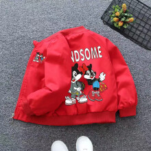 (Red, 6T(Size 130)) Spring Baby Boys Girls Coats Cartoon Mickey Mouse Hoodies Jacket For Kids Sweatshirt