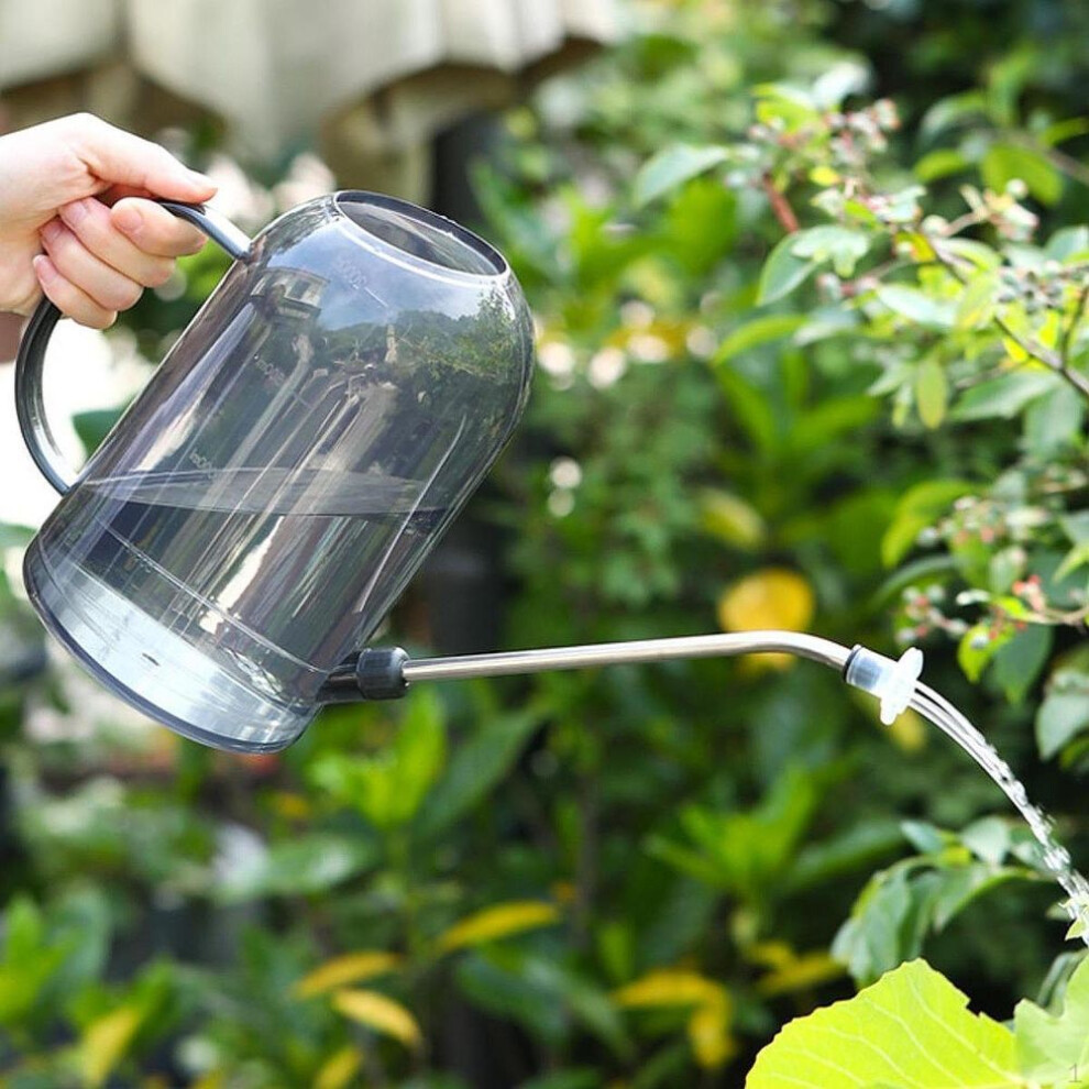 (as the picture, Clear Grey) 2.0 Liter Watering Can With Long Nozzle 5" X 8" Multipurpose Shatterproof Indoor Outdoor