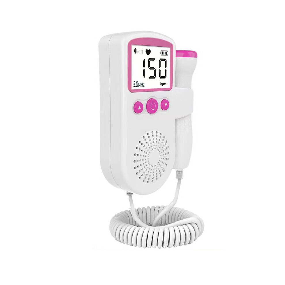 (Pink) Fetal Pregnancy Doppler Pocket Baby Heart Rate Monitor Fetal Heartbeat Detector Ultrasonic Pink