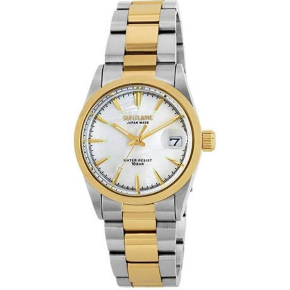 J-AXIS Men's MJZ003-TW (SUNFLAME Sun Flame) Round Watch Silver Analog