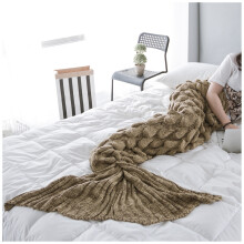 (Coffee, 60x140cm) Mermaid Tail Blanket for Girls, All Seasons Soft Colorful Fish Scale Design Snuggle