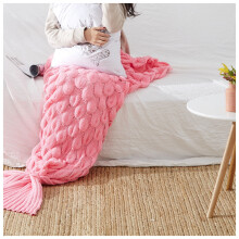 (Pink, 60x140cm) Mermaid Tail Blanket for Girls, All Seasons Soft Colorful Fish Scale Design Snuggle