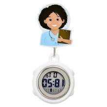 (11) Digital Retractable Hospital Watches with Cold Light for Dark-Skinned Workers Waterproof and with Timing Functions