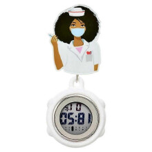 (14) Digital Retractable Hospital Watches with Cold Light for Dark-Skinned Workers Waterproof and with Timing Functions