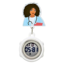 (1) Digital Retractable Hospital Watches with Cold Light for Dark-Skinned Workers Waterproof and with Timing Functions