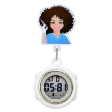 (3) Digital Retractable Hospital Watches with Cold Light for Dark-Skinned Workers Waterproof and with Timing Functions