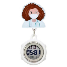 (2) Digital Retractable Hospital Watches with Cold Light for Dark-Skinned Workers Waterproof and with Timing Functions
