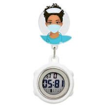 (7) Digital Retractable Hospital Watches with Cold Light for Dark-Skinned Workers Waterproof and with Timing Functions