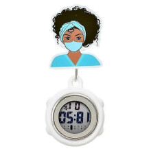 (8) Digital Retractable Hospital Watches with Cold Light for Dark-Skinned Workers Waterproof and with Timing Functions