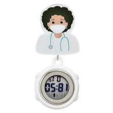 (9) Digital Retractable Hospital Watches with Cold Light for Dark-Skinned Workers Waterproof and with Timing Functions