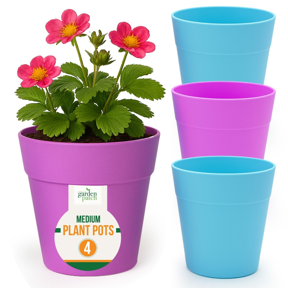 Medium Plant Pots Indoor Outdoor Plastic Flower Planters for Garden Home Use 4pk