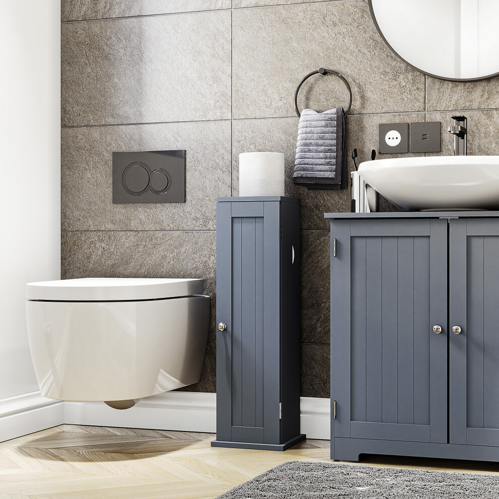(Grey) Toilet Roll Bathroom Cupboard Storage (FSC 100%)
