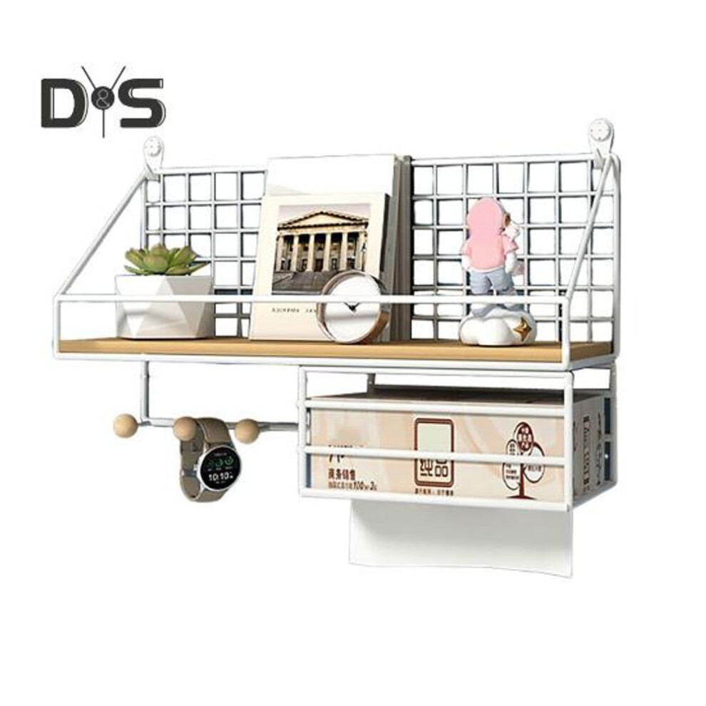 (white, B) Wall-Mounted Floating Shelves Storage Rack Rustproof Strong Load-Bearing Easy to Install Bookshelf Metal Bracket